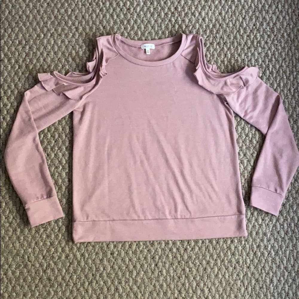 shoulder cutout long sleeve shirt